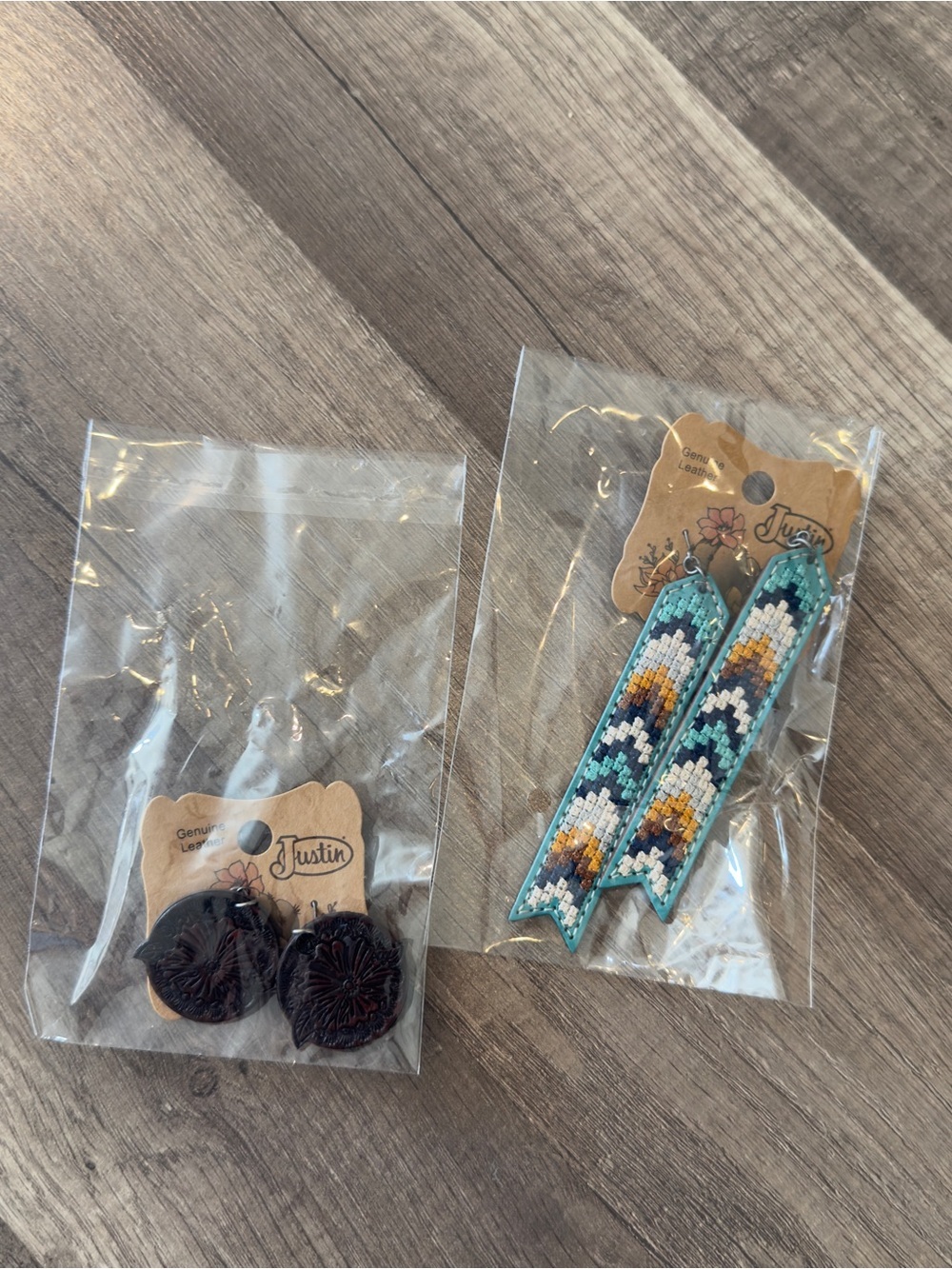 NEW Justin Boots Genuine Leather Earrings